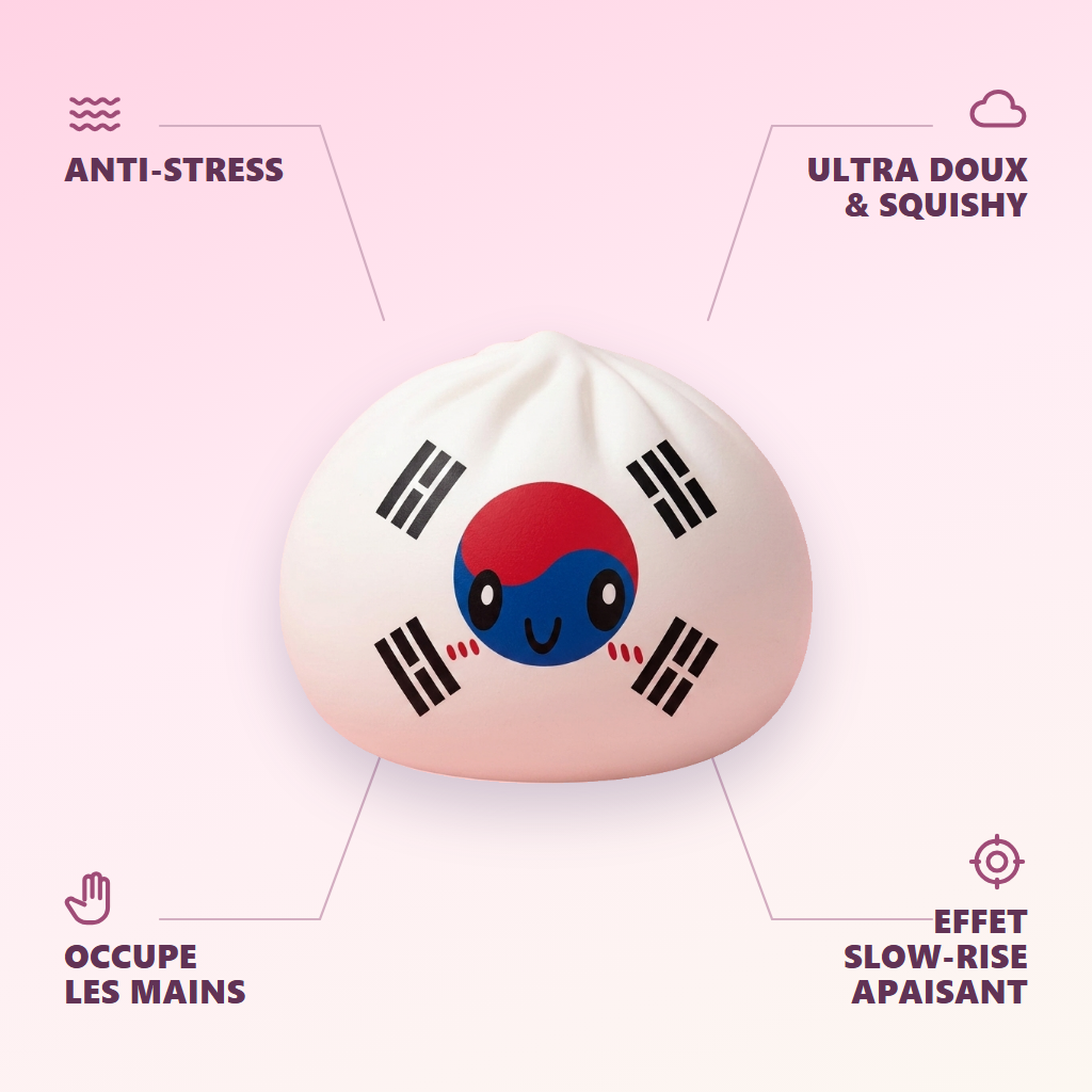 Flag Squishy Dumpling Etelä-Korea — antistress, ultrapehmeä, slow-rise