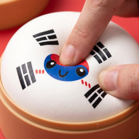 Flag Squishy Dumpling Etelä-Korea — slow-rise-efekti, vaahto palautuu muotoonsa