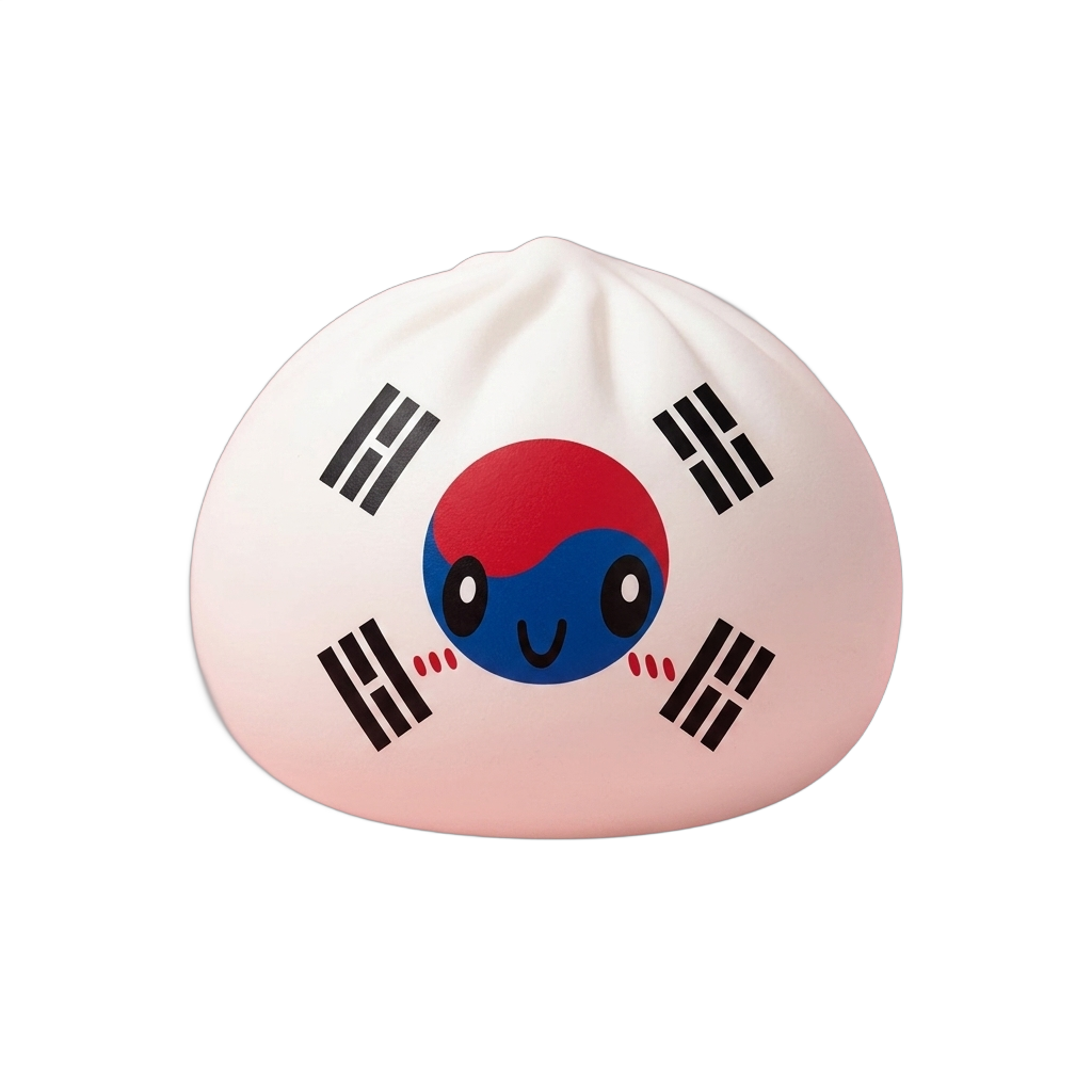 Flag Squishy Dumpling Etelä-Korea — squishy antistressilelu, slow-rise, kawaii