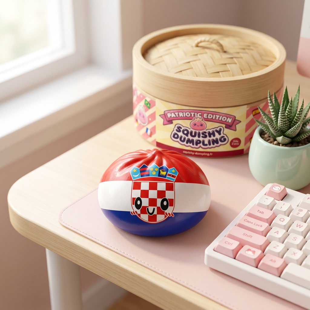 Flag Squishy Dumpling Kroatia tunnelmakuvassa työpöydällä
