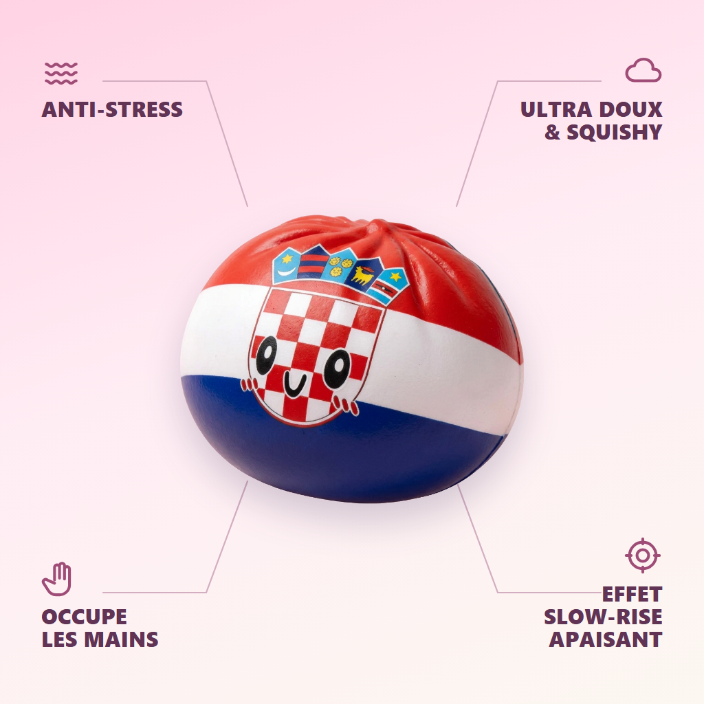 Flag Squishy Dumpling Kroatia — antistress, ultrapehmeä, slow-rise