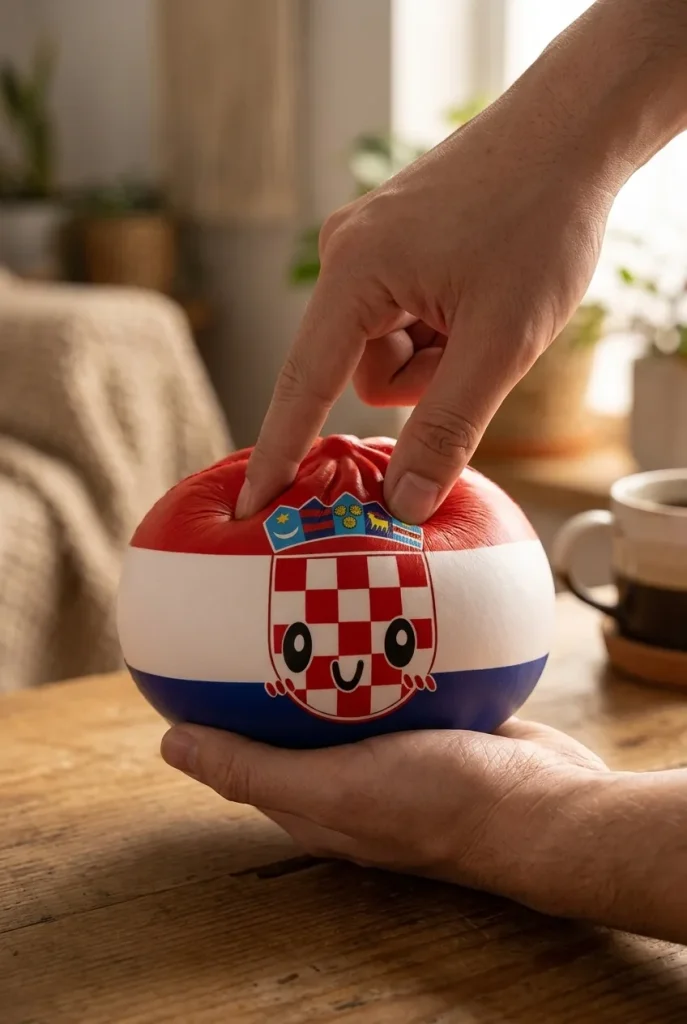 Flag Squishy Dumpling Kroatia sormien välissä — asiakaskuva