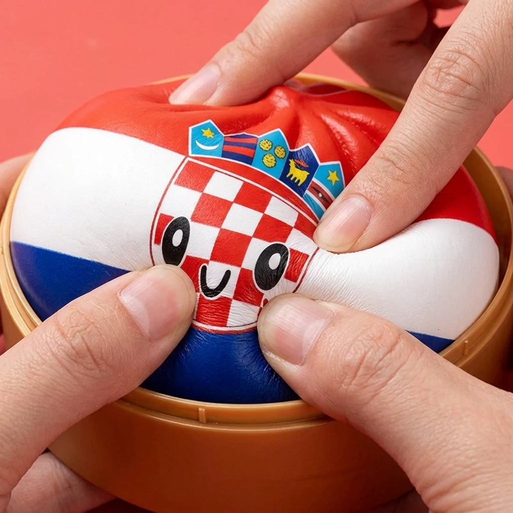 Flag Squishy Dumpling Kroatia — slow-rise-efekti, vaahto palautuu muotoonsa
