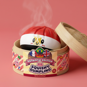 Flag Dumpling Squishy Egypti bambutyylisessä höyrykorirasiassaan