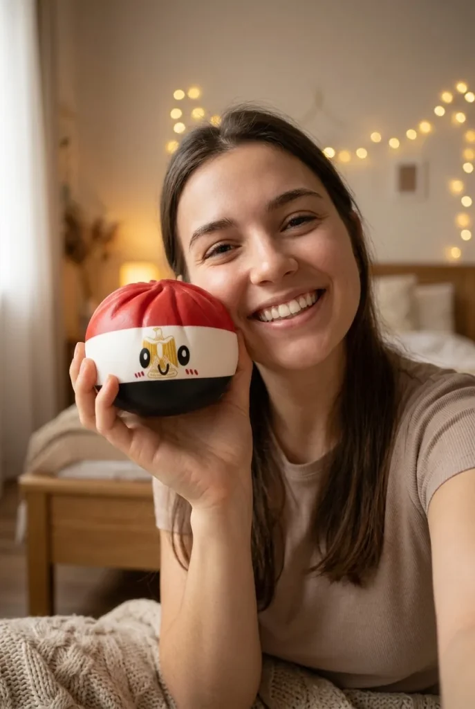 Flag Dumpling Squishy Egypti kasvojen lähellä — asiakaskuva