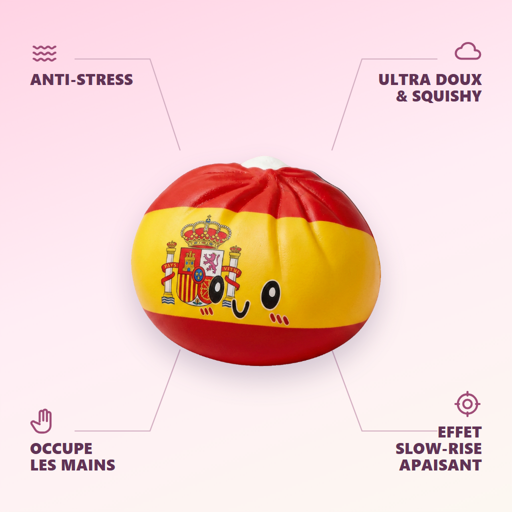 Squishy Flag Dumpling Espanja — antistress, ultrapehmeä, slow-rise