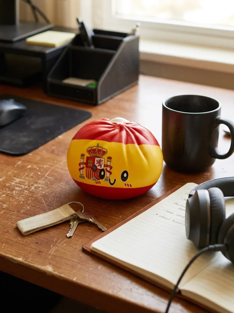 Squishy Flag Dumpling Espanja työpöydällä — asiakaskuva