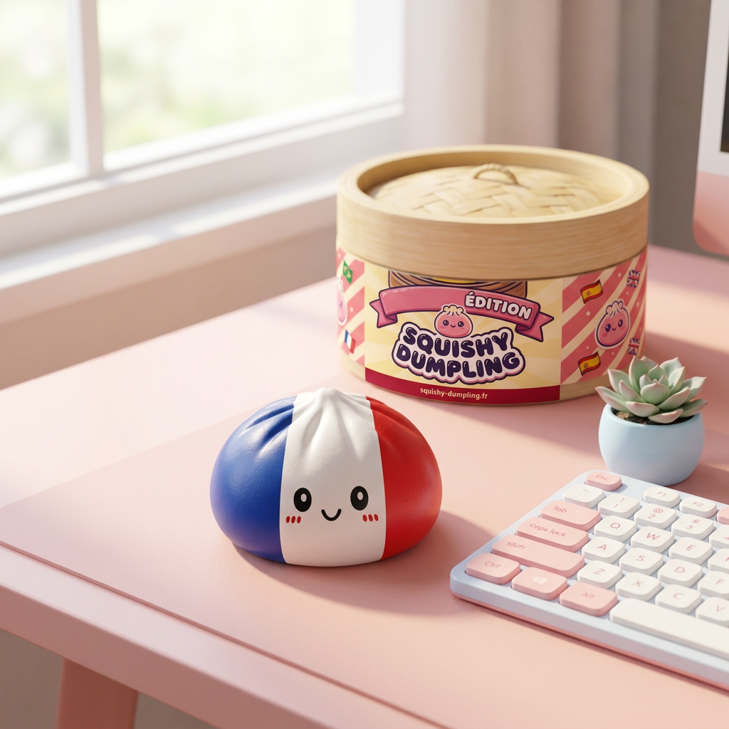 France Flag Squishy Dumpling Trikolori tunnelmakuvassa työpöydällä