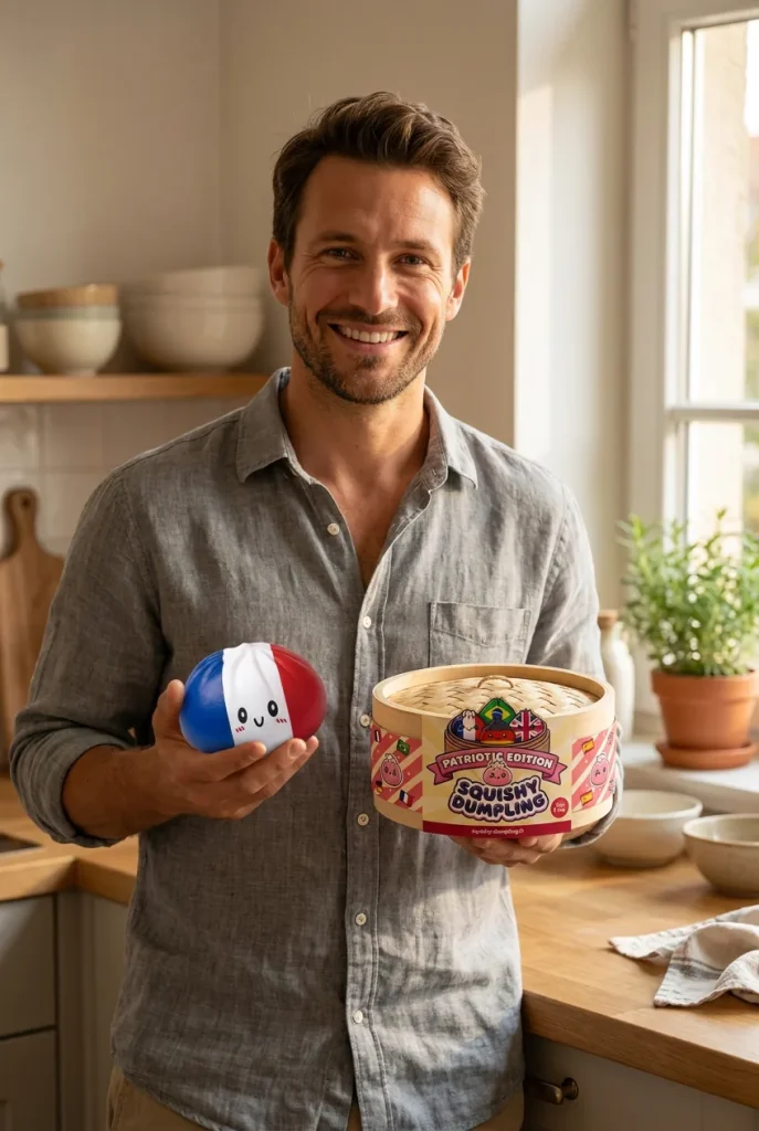 France Flag Squishy Dumpling Trikolori ja bambutyylinen höyrykori — asiakaskuva