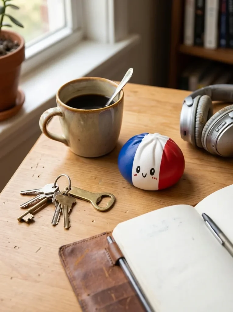 France Flag Squishy Dumpling Trikolori työpöydällä — asiakaskuva