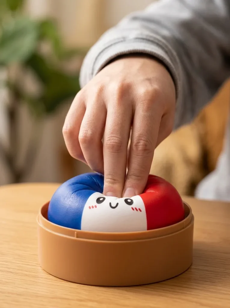 France Flag Squishy Dumpling Trikolori sormien välissä — asiakaskuva
