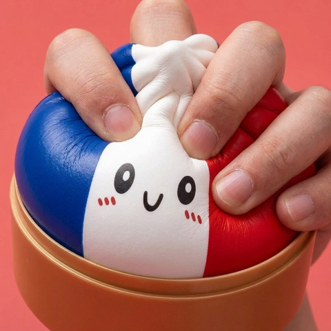 France Flag Squishy Dumpling Trikolori — slow-rise-efekti, vaahto palautuu muotoonsa