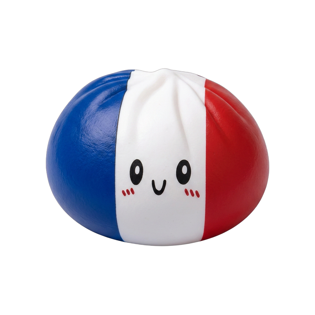 France Flag Squishy Dumpling Trikolori — squishy antistressilelu, slow-rise, kawaii