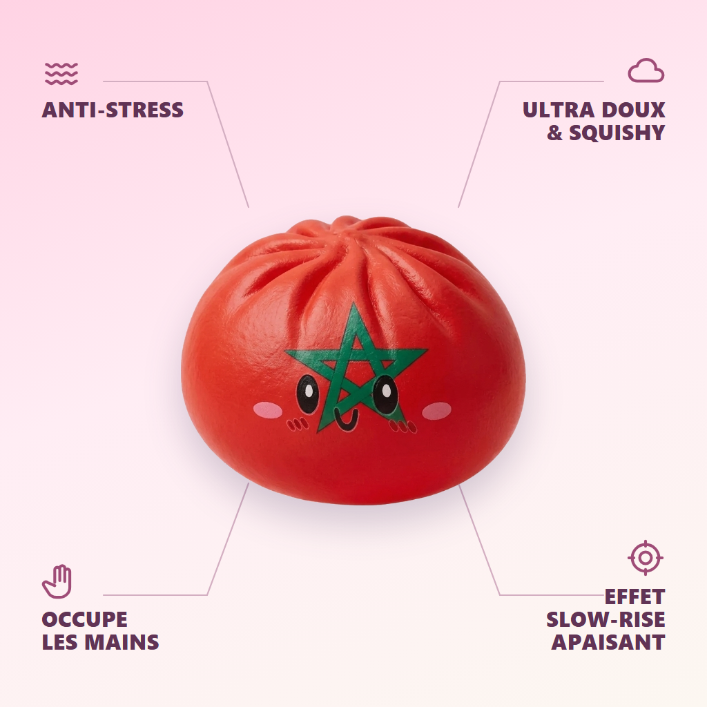 Flag Squishy Dumpling Marokko — antistress, ultrapehmeä, slow-rise