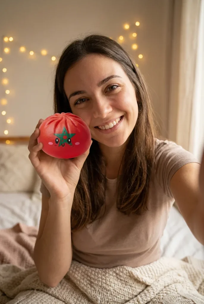 Flag Squishy Dumpling Marokko kasvojen lähellä — asiakaskuva