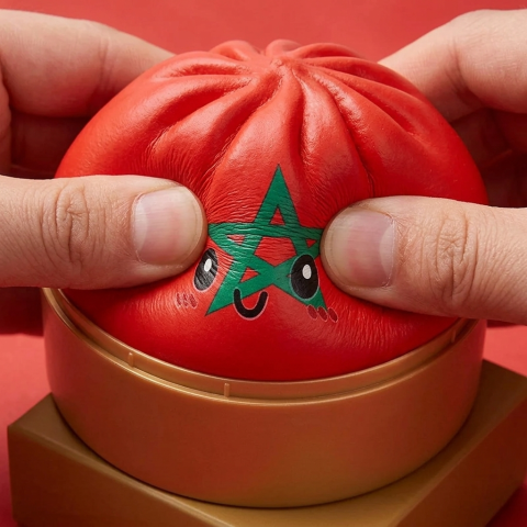 Flag Squishy Dumpling Marokko — slow-rise-efekti, vaahto palautuu muotoonsa