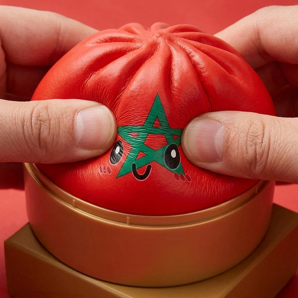 Flag Squishy Dumpling Marokko — slow-rise-efekti, vaahto palautuu muotoonsa