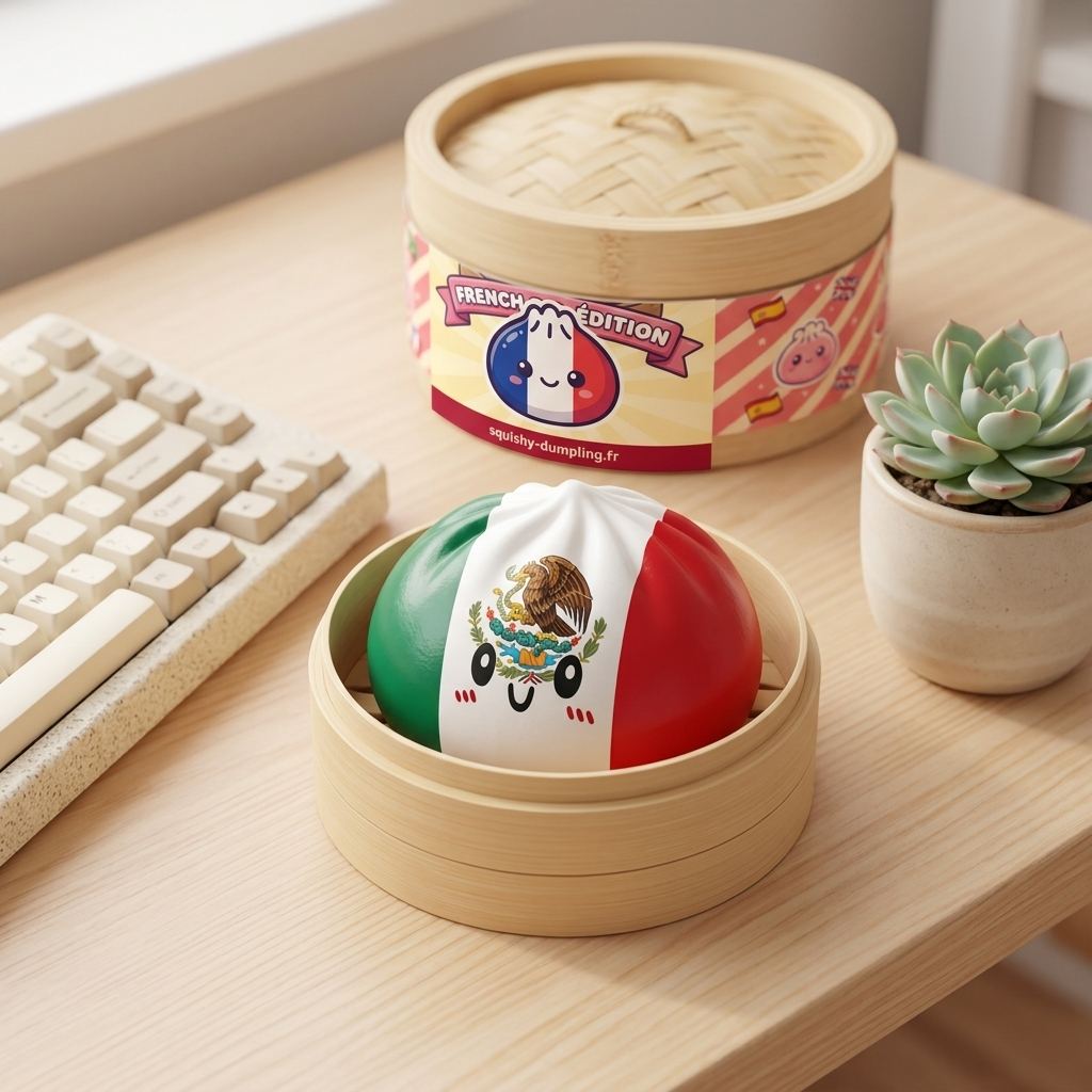 Flag Squishy Dumpling Meksiko tunnelmakuvassa työpöydällä