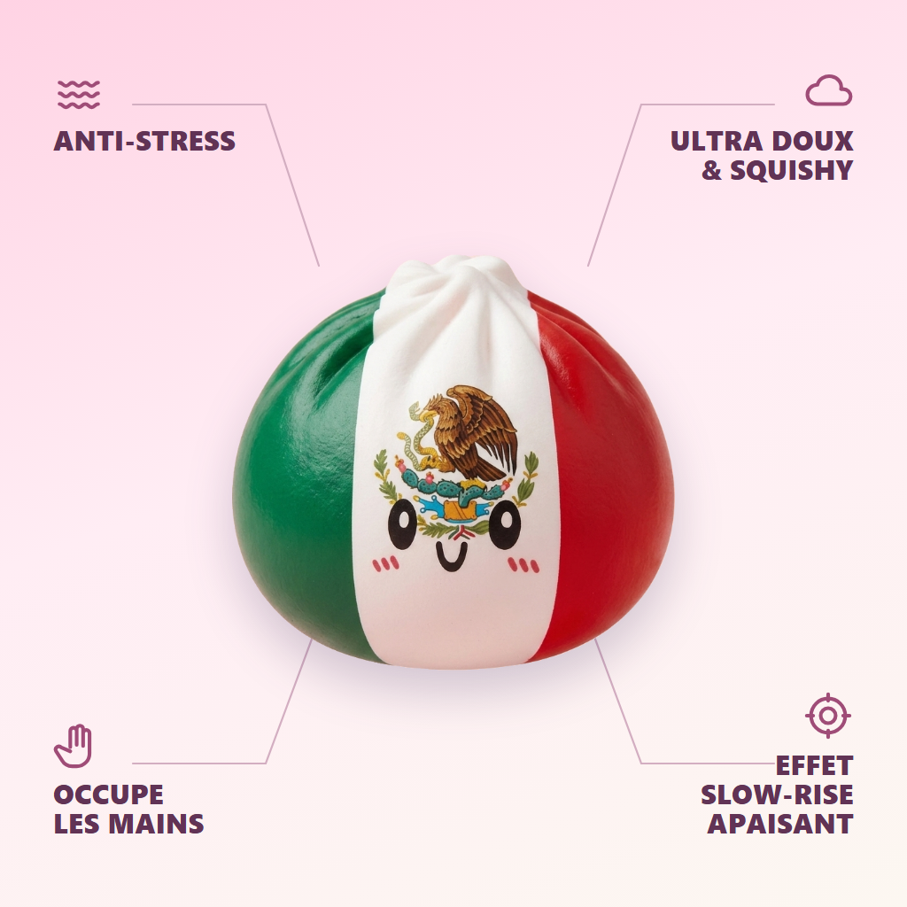 Flag Squishy Dumpling Meksiko — antistress, ultrapehmeä, slow-rise