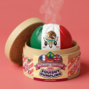 Flag Squishy Dumpling Meksiko bambutyylisessä höyrykorirasiassaan