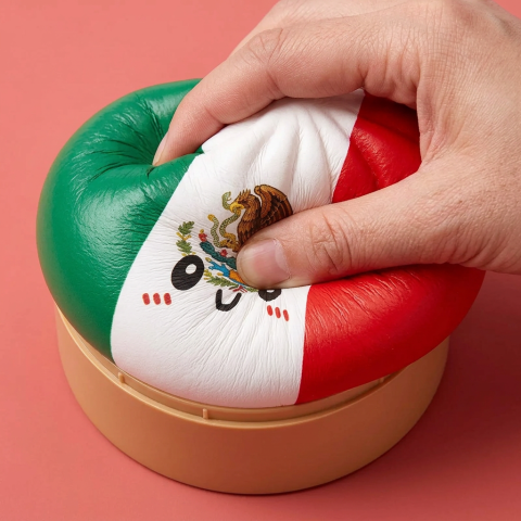 Flag Squishy Dumpling Meksiko — slow-rise-efekti, vaahto palautuu muotoonsa