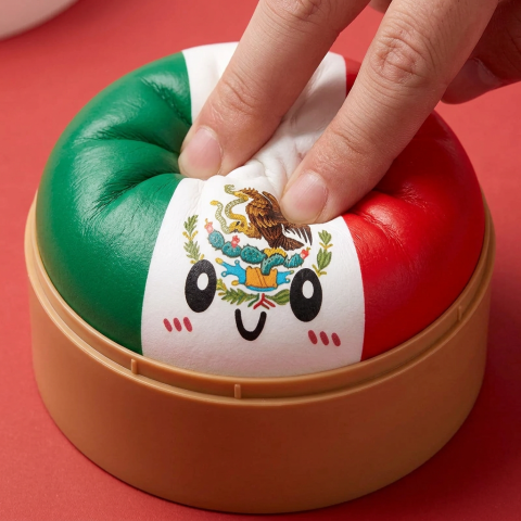 Flag Squishy Dumpling Meksiko puristettuna kädessä, squishy-materiaali
