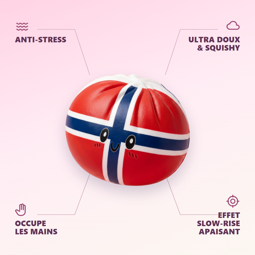 Flag Squishy Dumpling Norja — antistress, ultrapehmeä, slow-rise