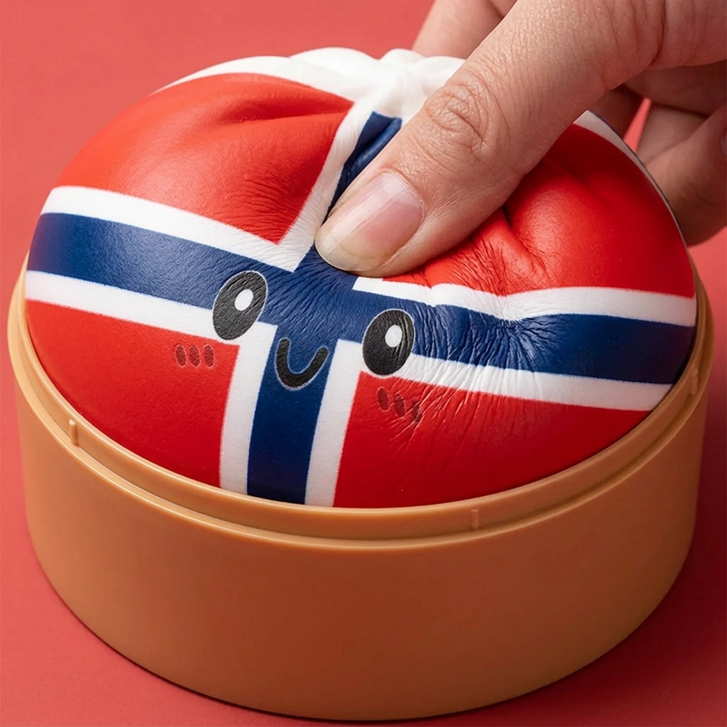 Flag Squishy Dumpling Norja — slow-rise-efekti, vaahto palautuu muotoonsa