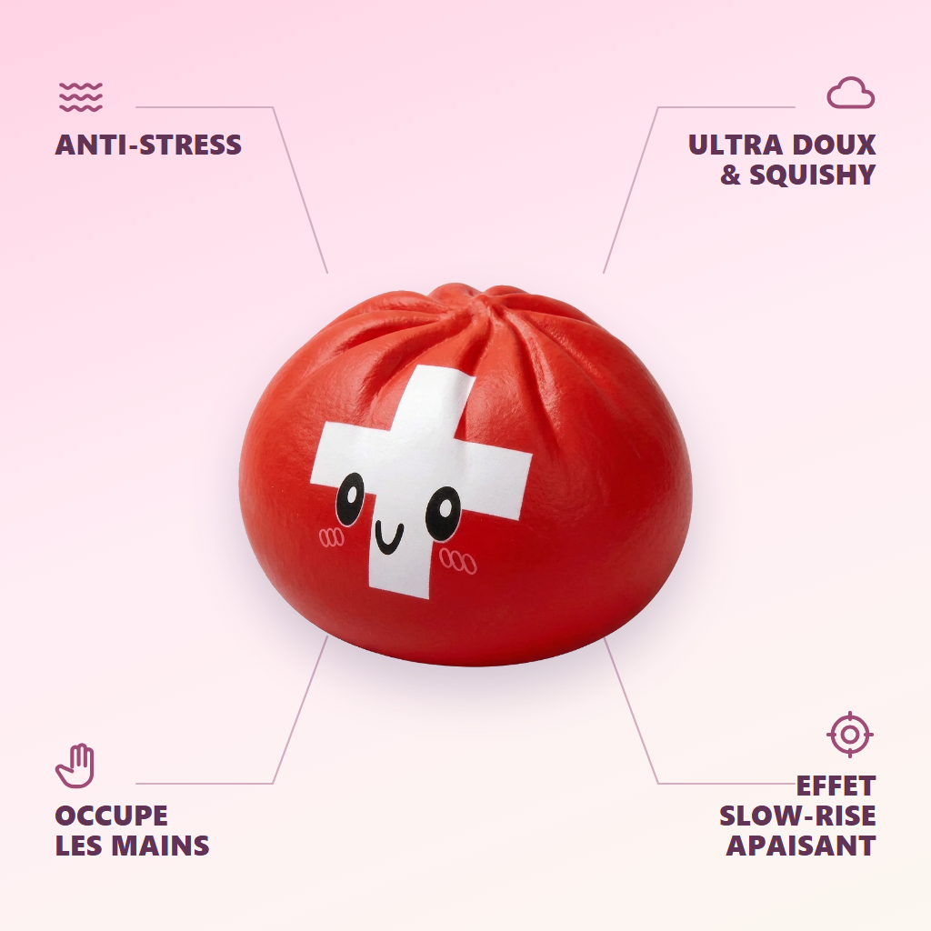Flag Squishy Toy Sveitsi -dumpling — antistress, ultrapehmeä, slow-rise