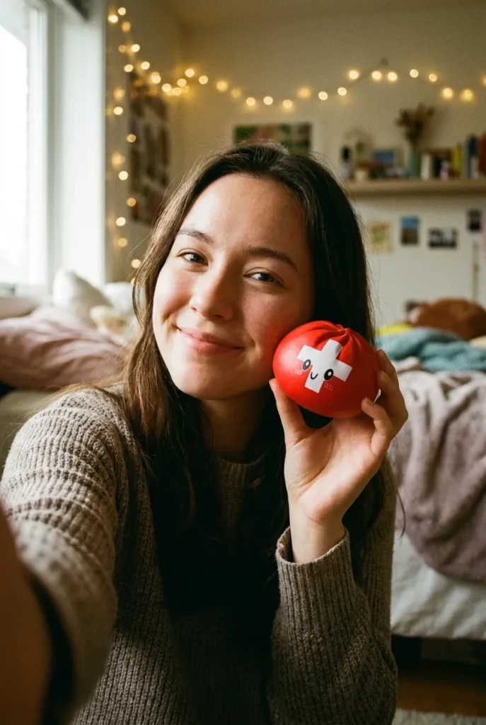 Flag Squishy Toy Sveitsi -dumpling kasvojen lähellä — asiakaskuva