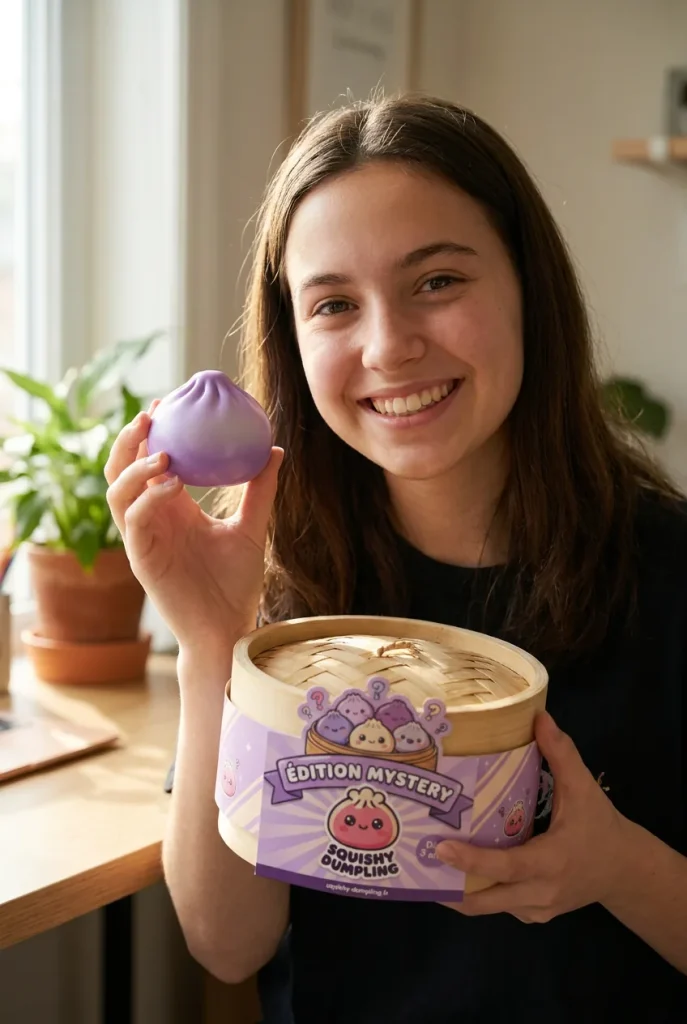 Dumpling Squishy Mystery Yllätyspakkaus pakkauksensa kanssa