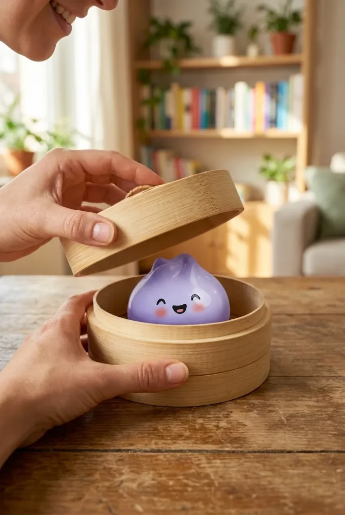 Dumpling Squishy Mystery Yllätyspakkaus avauksen hetkellä