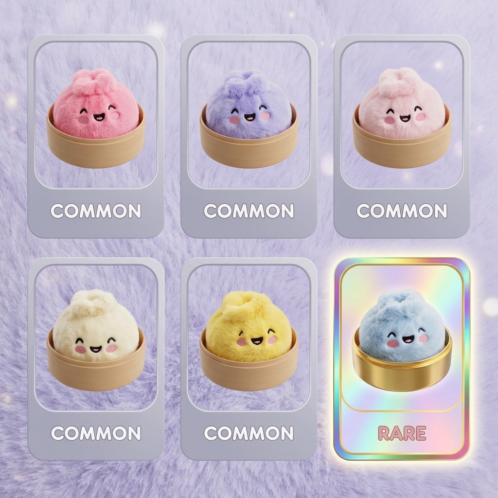Dumpling Squishy Mystery Yllätyspakkaus puristettuna kädessä