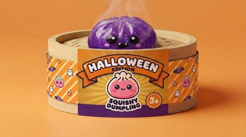 Glitter Dumpling Squishy Vampiiri Halloween bambutyylisessä höyrytyskorissa