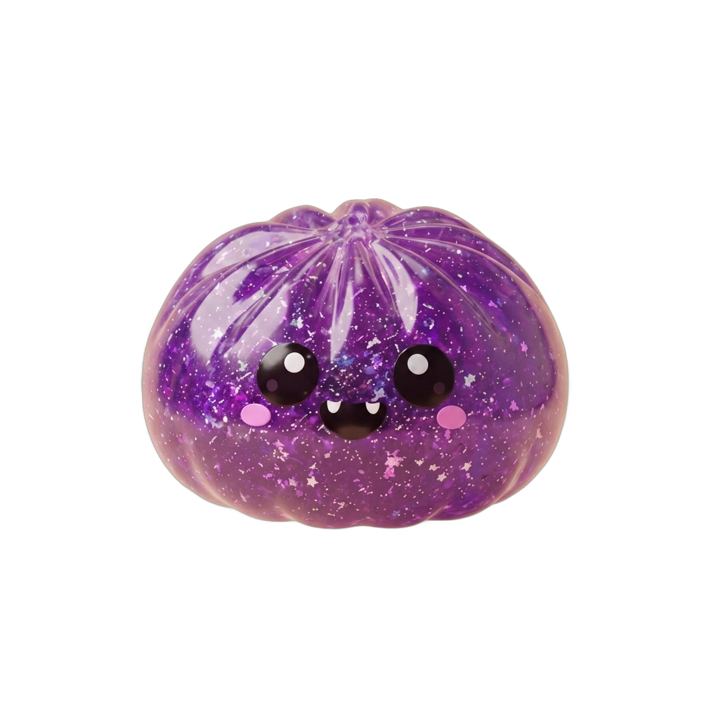 Glitter Dumpling Squishy Vampiiri Halloween puristettuna kädessä