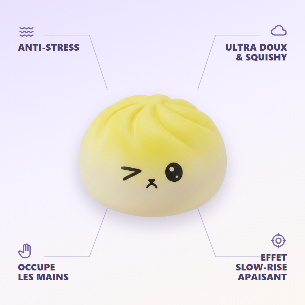 Mystery Dumpling Squishy Yllätyspakkaus infografiikka: tärkeimmät edut