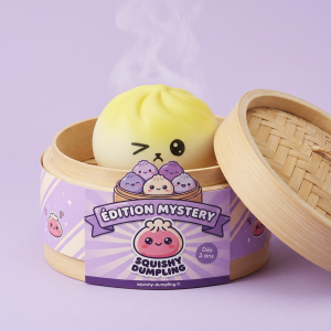 Mystery Dumpling Squishy Yllätyspakkaus bambutyylisessä höyrytyskorissa