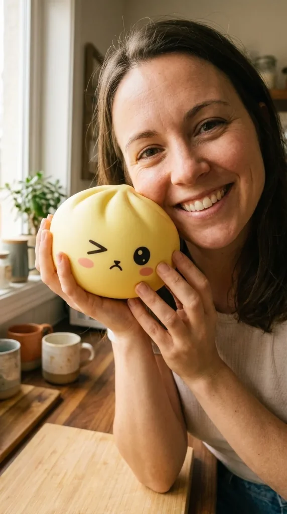 Mystery Dumpling Squishy Yllätyspakkaus arjen keskellä