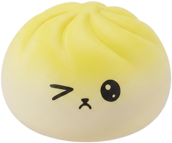 Mystery Dumpling Squishy Yllätyspakkaus puristettuna kädessä