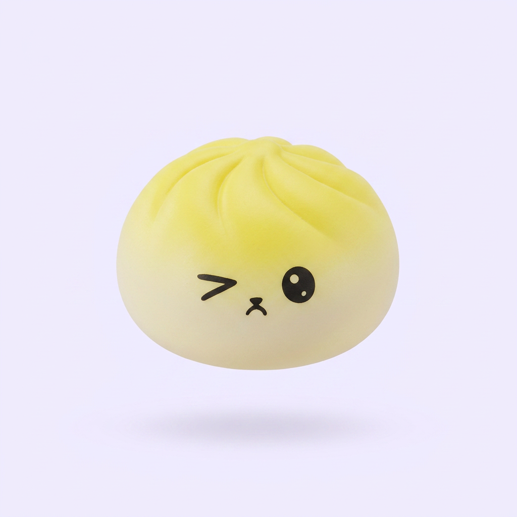 Mystery Dumpling Squishy Yllätyspakkaus puristettuna kädessä