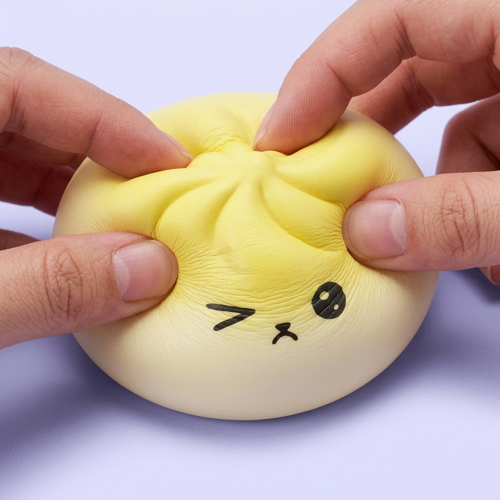 Mystery Dumpling Squishy Yllätyspakkaus slow rise -efekti toiminnassa