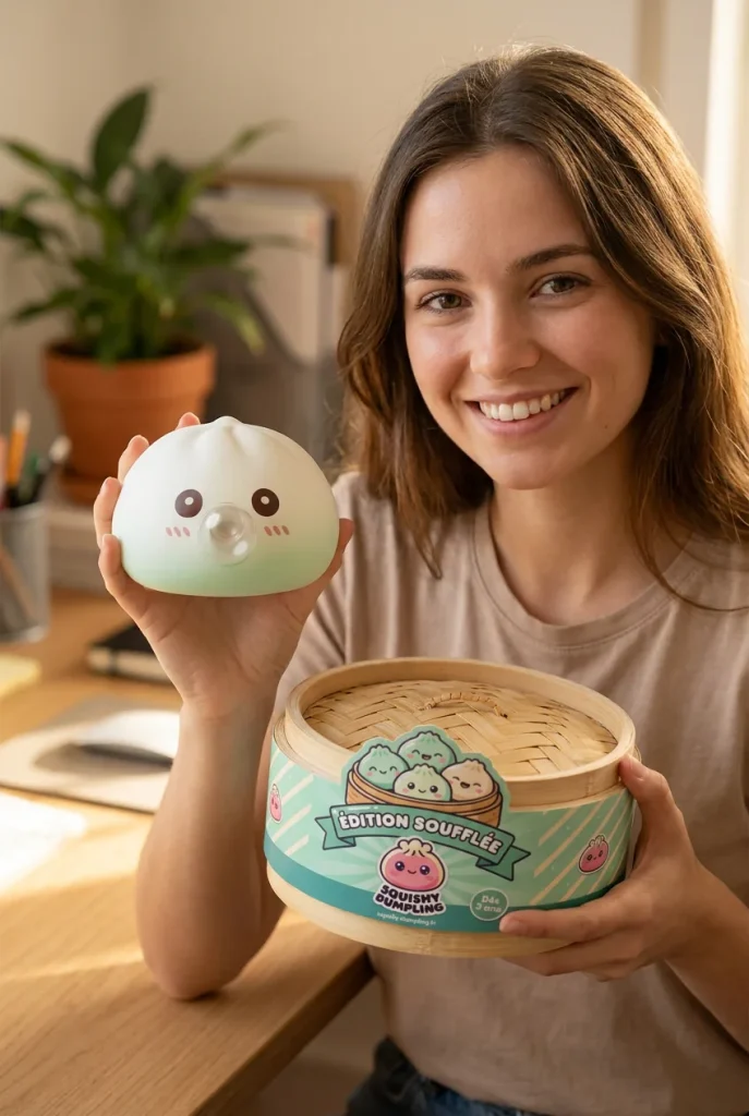 Giant Dumpling Squishy Pilvenvalkoinen ja bambutyylinen höyrykori — asiakaskuva