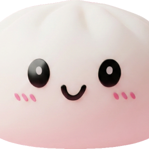 Dumpling Squishy Lumivalkoinen — squishy antistressilelu, slow-rise, kawaii