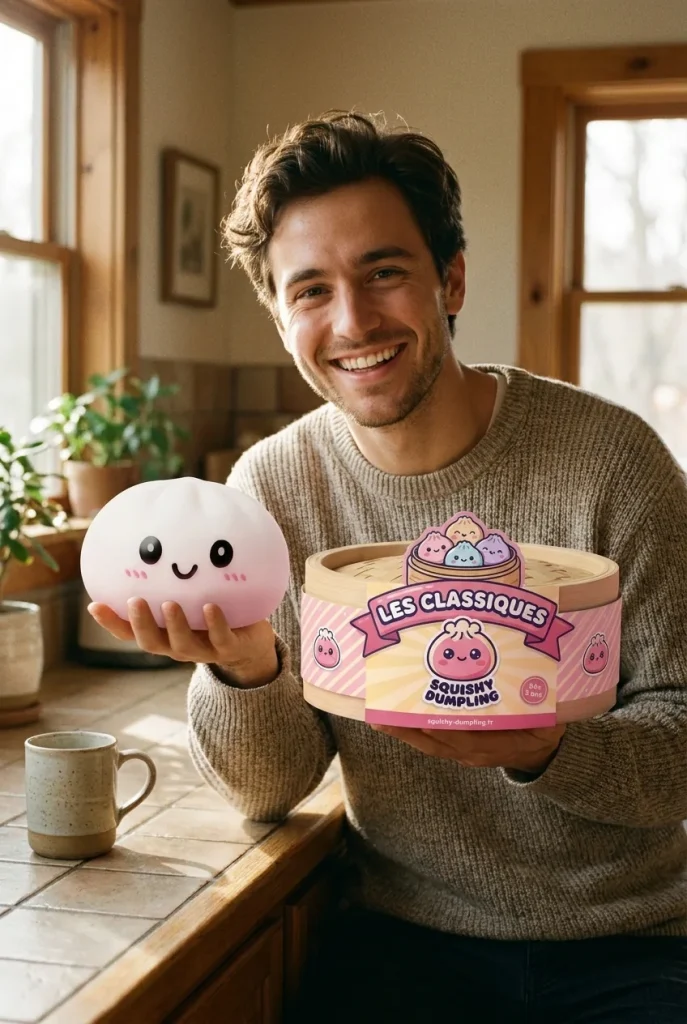 Dumpling Squishy Lumivalkoinen ja bambutyylinen höyrykori — asiakaskuva