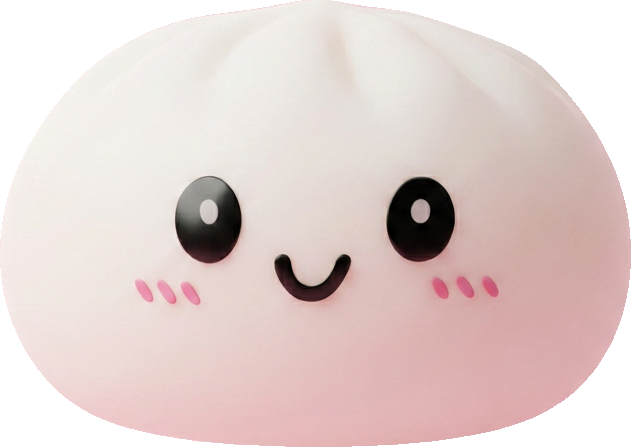 Dumpling Squishy Lumivalkoinen — squishy antistressilelu, slow-rise, kawaii