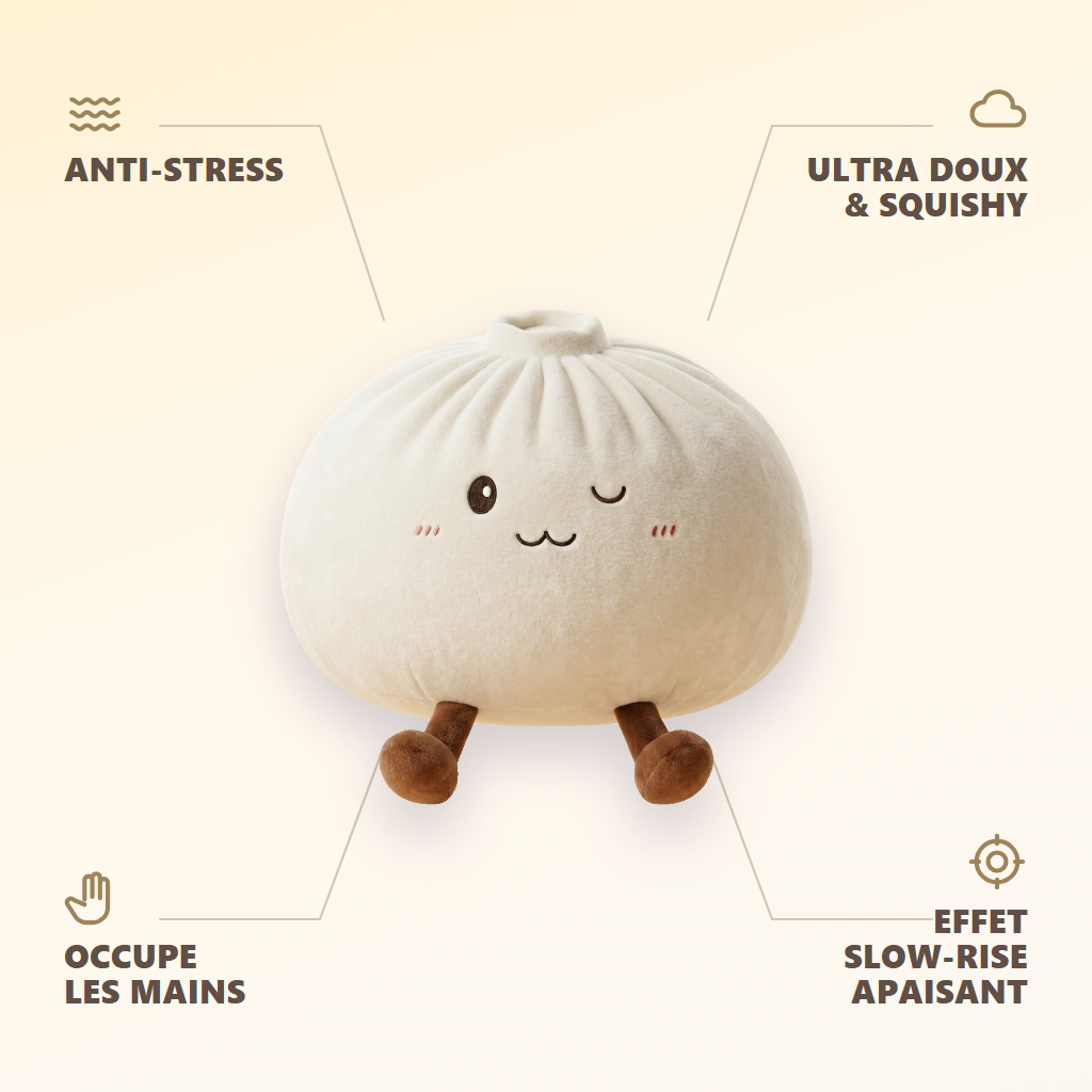 Dumplings Squishy Toy Valkoinen XXL — antistress, ultrapehmeä, slow-rise