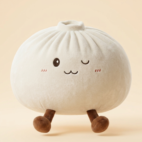 Dumplings Squishy Toy Valkoinen XXL kädessä, todellinen koko
