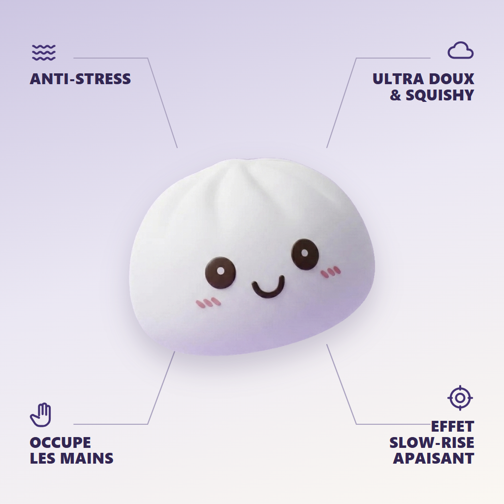 Dumpling Squishy Yövalo Kuunvalkoinen — antistress, ultrapehmeä, slow-rise