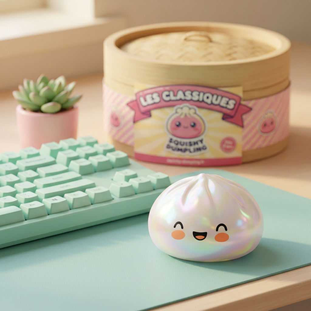 Dumpling Squishy Pilvenvalkoinen arkisessa asetelmassa