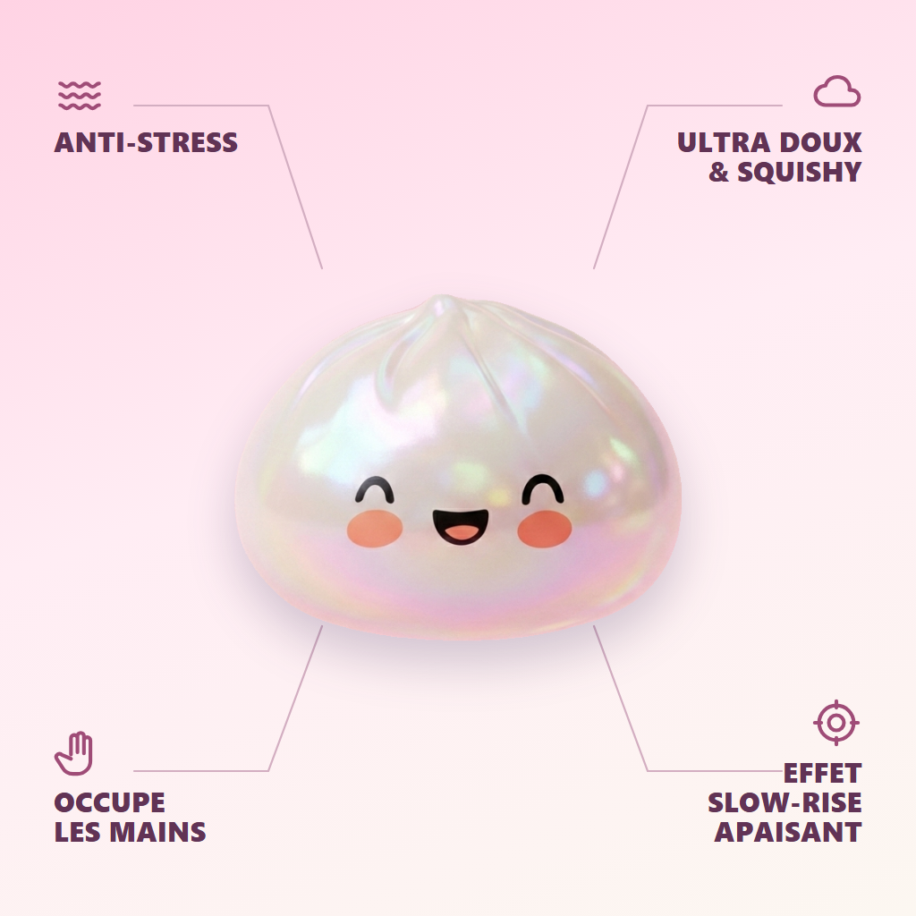 Dumpling Squishy Pilvenvalkoinen infografiikka: tärkeimmät edut